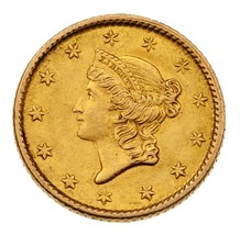 1853 $1 Gold Liberty in AU Condition! Great Early US Gold Dollar! - £316.53 GBP