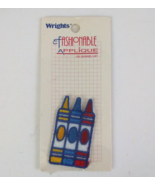 New Vintage Wrights Fashionable Applique Crayons 2.25&quot; x 1.25&quot; Patch Sealed - $5.81