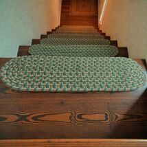 Braided Rug Stair Treads Set of 13 Green &amp; Brown 26” X 8" Colonial Farmh... - $119.87