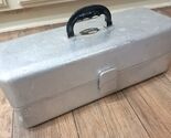 Vintage UMCO Model No. 42 Fishing Tackle Box Aluminum silver toolbox tie... - $173.00