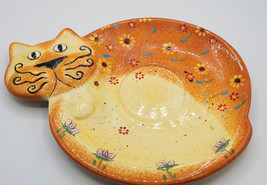 Bella Casa Ganz Saucer -ONLY- Dish Cat Kitten Kitty Flowers Orange - £13.71 GBP