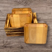 Handcrafted Coaster Set Maple Square Chamfer Edge Rustic Office Modern U... - $552.08 MXN
