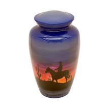 Cowboy Farewell Cremation Urn, Adult Hand Painted Urn for Ashes - £103.75 GBP
