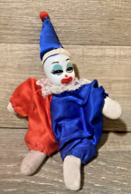 Porcelain Face 8” Clown Doll Red &amp;Blue Costume - £9.14 GBP