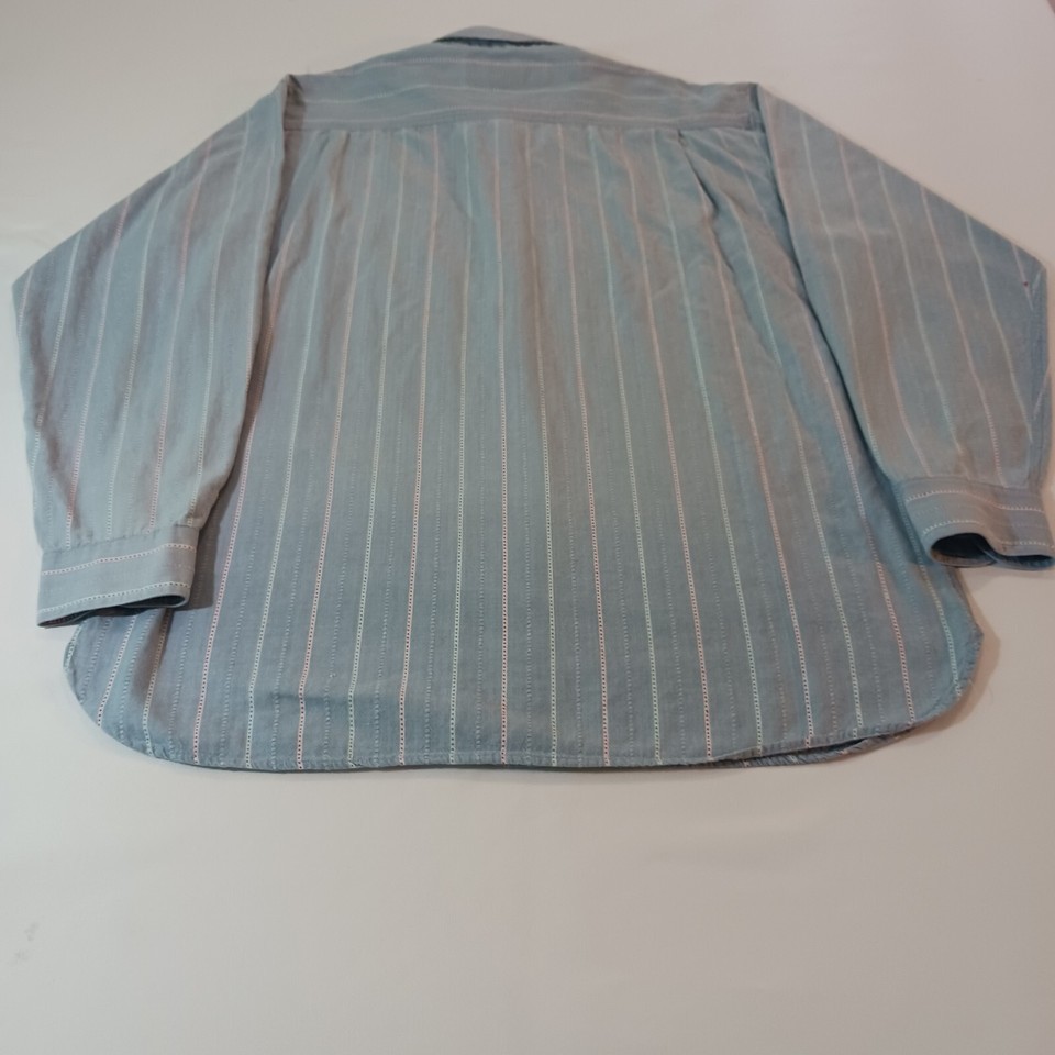 Vintage TOBRUK RN#64513 Men's Gray Cotton Stripes Button Up Shirt Long Sleeve M Item image 2