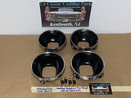 70 Cadillac Deville LEFT &amp; RIGHT INNER &amp; OUTER HEADLIGHT BUCKETS W/TRIM ... - $296.99