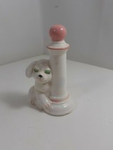 Vintage Satis - 5 Figurine white puppy with light pole vg  - £3.89 GBP