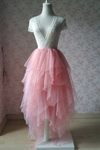 PINK Fluffy Tulle Maxi Skirt Women Custom Plus Size Layered Tulle Skirt image 1