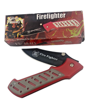 Fire Fighter Red Fireman Folder Pocket Knife Nib 15-484FF 4-1/4" Closed Vtg - $7.91