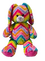 Build A Bear Stripes A Lot Rabbit 17&quot; Rainbow Chevron Striped Floppy Ear Bunny - £11.10 GBP