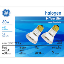 GE Soft White 60W Halogen Indoor Floodlight PAR16 Light Bulb (2-Pack) - £8.78 GBP