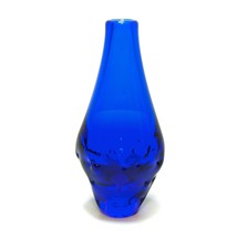 Vintage Cobalt Blue Hand Blown Glass Vase Pinch Glass Heavy Base 7.5 height - $24.72