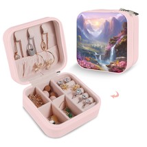 Leather Travel Jewelry Storage Box - Portable Jewelry Organizer - Mist Valley - £12.33 GBP