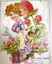 Valentine Postcard Fantasy Anthropomorphic Flower Head Garden Man Series... - £58.28 GBP