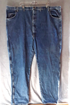 Wrangler Mens 54x34 Rugged Wear Classic Straight Jeans Blue Dark Wash Denim - £13.20 GBP
