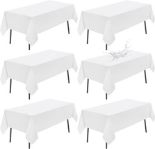 White Tablecloth 60 x 84 Inch Rectangle 4 Feet Table Cloth 6 Pack Wrinkl... - £42.42 GBP