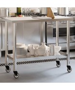  Kitchen Work Table with Wheels 43.3&quot;x21.7&quot;x33.5&quot; Stainless Steel - €205,50 EUR