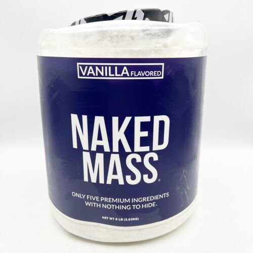 NAKED MASS Vanilla Natural Weight Gainer Protein Powder 8lb Bulk BB 6/25 Dented - £62.53 GBP