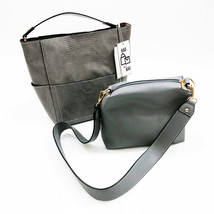 Jen &amp; Co Bag in a Bag Abby Vegan Leather Lizard Bucket Gray Color - $47.98