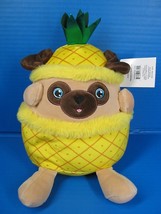 Holiday Time Pug Dog in Yellow Pineapple Costume Stuffed Plush 10&quot; - £10.86 GBP