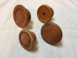Mixed Lot 4 Antique Vtg Carved Round Wood Drawer Pulls Cabinet Knobs 4.2... - £19.65 GBP