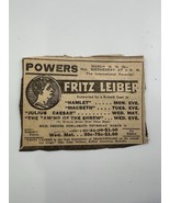 Fritz Leiber Ticket Powers Matinee Cast Shakespeare American Mercury Ant... - $18.64