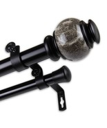 InStyleDesign Onyx 1 inch Diameter Adjustable Double Curtain Rod Black 6... - $151.46