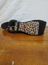 Lauren Ralph Lauren Animal Print And Black Stretch Fabric Belt Size Larg... - $21.46