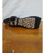 Lauren Ralph Lauren Animal Print And Black Stretch Fabric Belt Size Larg... - €18,50 EUR