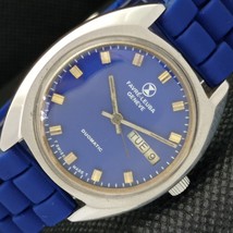 Vintage Favre Leuba Geneve Duomatic Swiss Mens DAY/DATE Blue Watch 599-a313230-6 - $78.00