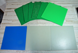 Lot of 9 LEGO 32x32 Baseplates Green Gray Blue - £18.60 GBP