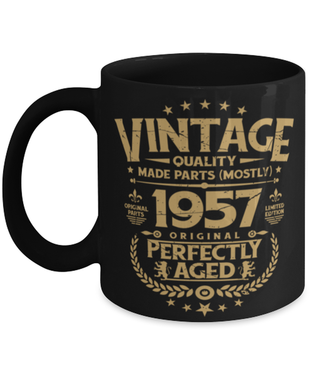 Vintage Birthday Mug Funny Coffee Mug For Him 1957 Perfectly Aged Bday Present
