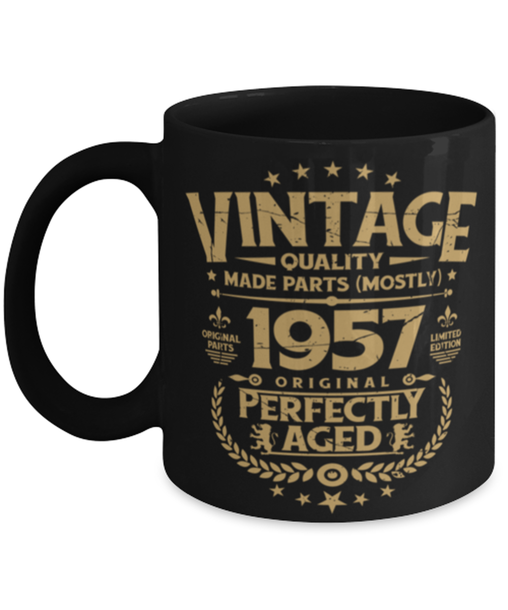 Vintage Birthday Mug Funny Coffee Mug For Him 1957 Perfectly Aged Bday Present  - $17.95