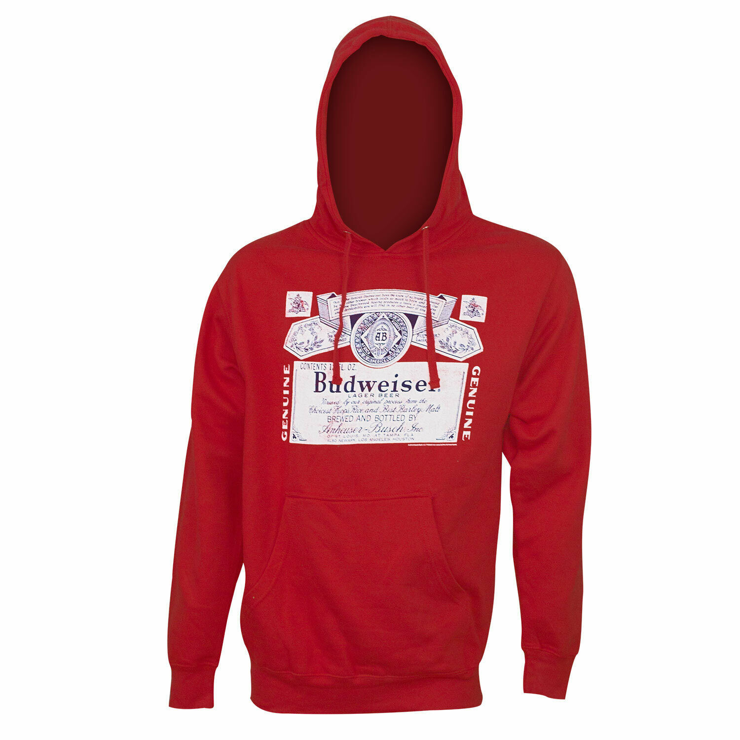Primary image for Budweiser Classic Label Hoodie Sweatshirt Red