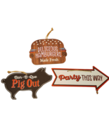BBQ Pig Out Fresh Hamburgers Party This way Sign Decor Lot ManCave Patio... - $17.76 CAD