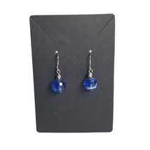 Blue Crystal Rondelle Vintage Earrings Women Jewelry Costume Fashion Accessory - $14.03