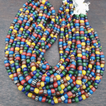 10 strands lot Vintage old mix color Glass Beads Long Necklace 5.5-6.5 mm - £51.02 GBP