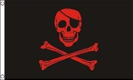 Trade Winds 3x5 Pirate Black and Red Blood Patch Flag 5&#39; x 3&#39; Skull Skeleton Bon - £3.91 GBP