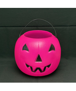 Vintage Halloween candy pail bucket hot pink General Foam Plastics 1990s - $12.00