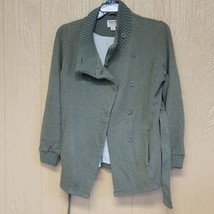 Mossimo Supply Co Womens Coat Green sz Medium Cross Front Button Closure Belted - £15.05 GBP