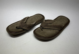 Blue Fin Sandals Flip Flops Mens Distressed Tan Brown Thong  Memory Foam Size 8 - £17.52 GBP