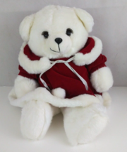 Vintage 1989 Dan Dee White Girl Teddy Bear In  Red Christmas Outfit 19&quot; ... - £19.31 GBP