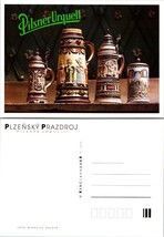 Pilsner Urquell Plzensky Prazdroj Fancy Beer Steins Vintage Postcard - £7.53 GBP