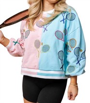 Queen Of Sparkles colorblock tennis sweatshirt in Light Pink/Blue - £96.27 GBP