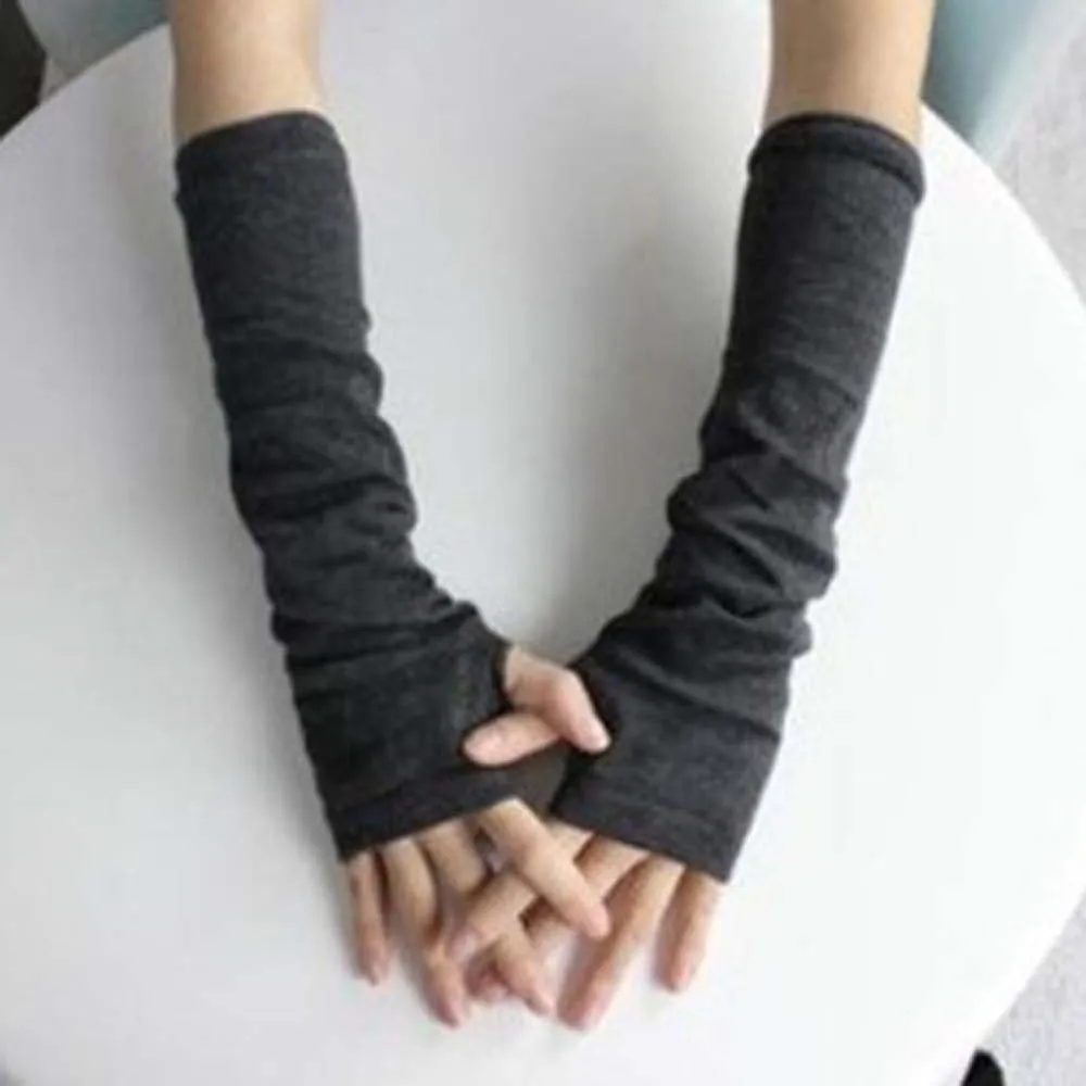 Sporting Women Knitted Fingerless Gloves Soft Long Mitten Girls Emo Gloves Wrist - £23.89 GBP