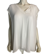 Calvin Klein Women&#39;s Chiffon Sleeveless Blouse Off White 2X NWT - €20,46 EUR