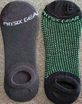 Two (2) Pair Physix Gear Sport No Show Socks Unisex (Dark Gray &amp; Black w/Green) - £11.95 GBP