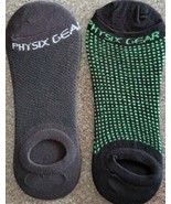 Two (2) Pair Physix Gear Sport No Show Socks Unisex (Dark Gray &amp; Black w... - £11.92 GBP