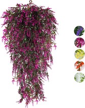 Artificial Hanging Plants Fake Hanging Lavender Faux Uv Resistant, Fuchsia - £31.96 GBP