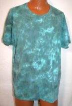 Vintage 80s HANES Blank Blue Tie Dye Single Stitch Cotton T-SHIRT 2XL Hippie - £19.77 GBP